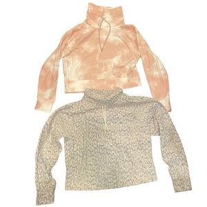 Old Navy Women Small Bundle Set of 2 Cropped Fleece Sweatshirts Cowl Neck lot